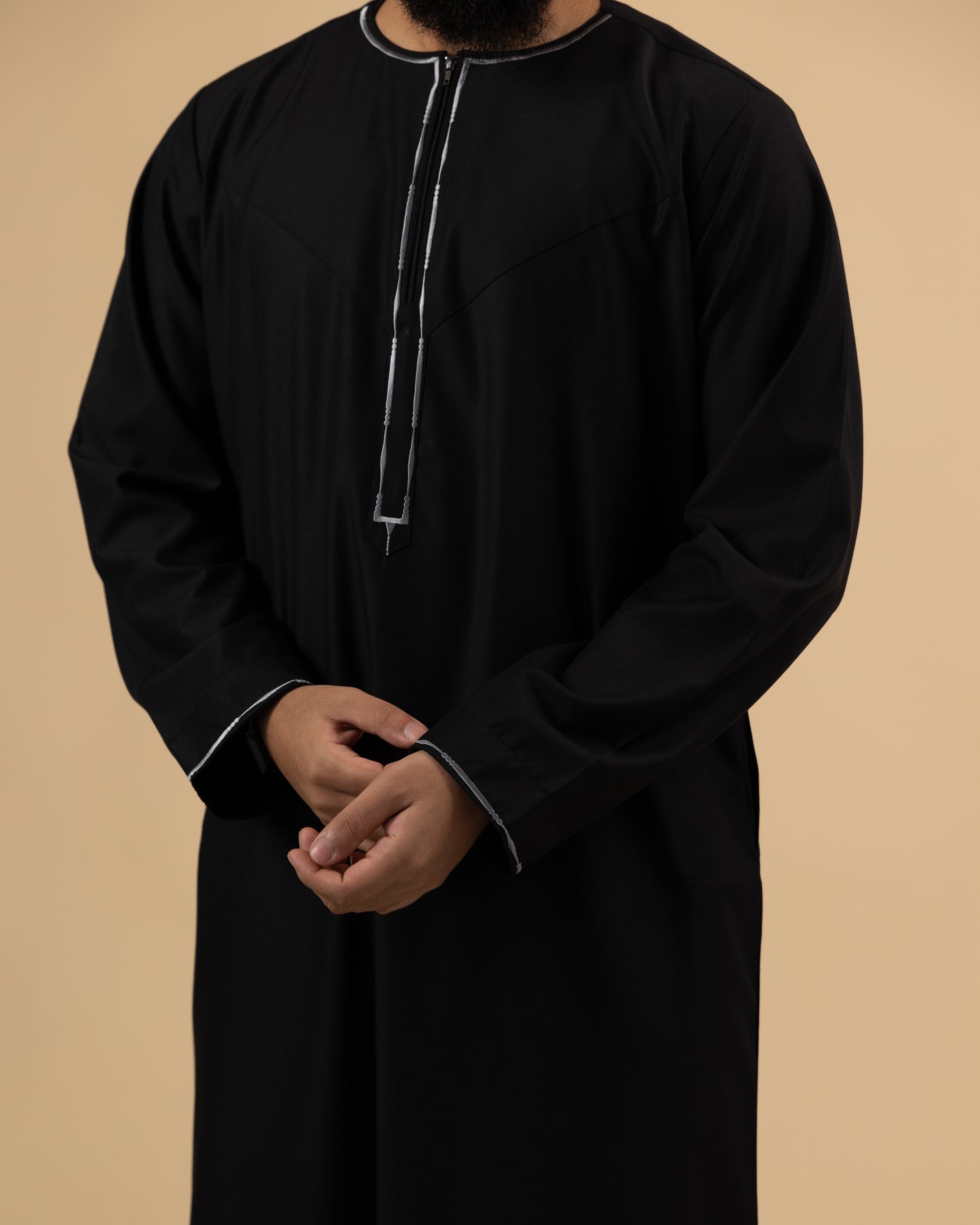 Omani Silver Black Thobe