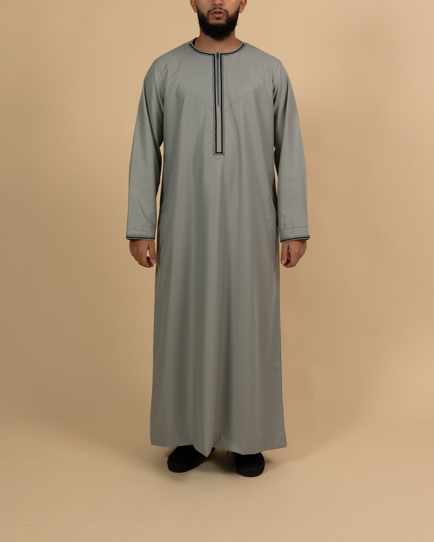 Omani Grey Black Thobe