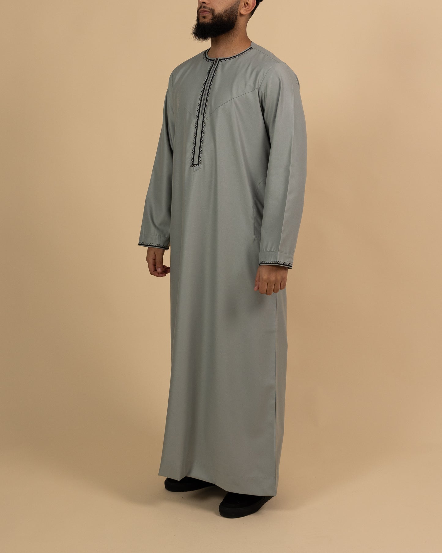 Omani Grey Black Thobe