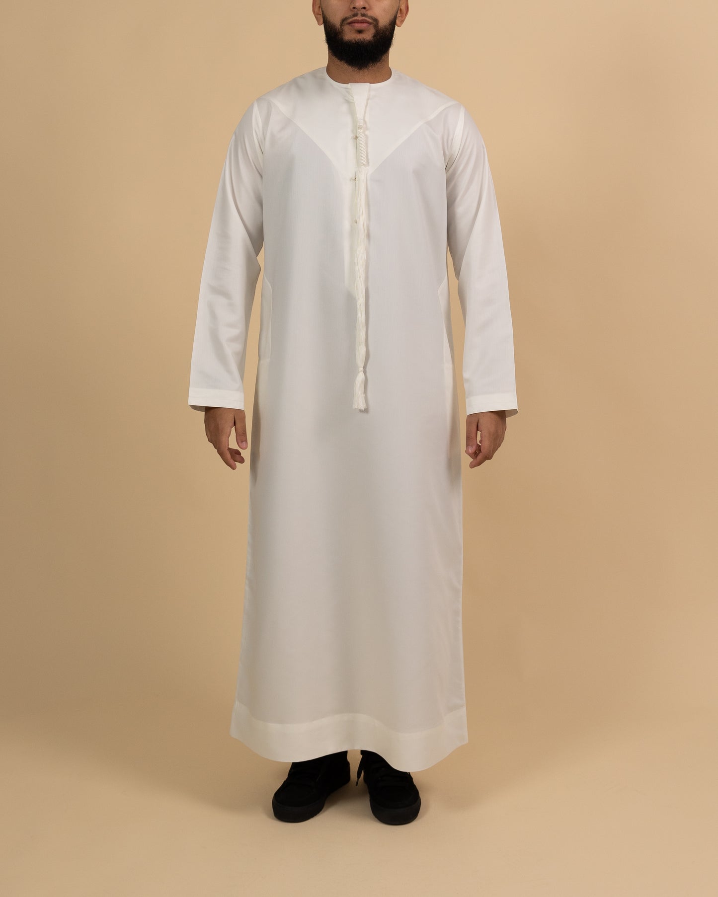 Emirati Soft White Thobe with Tassel