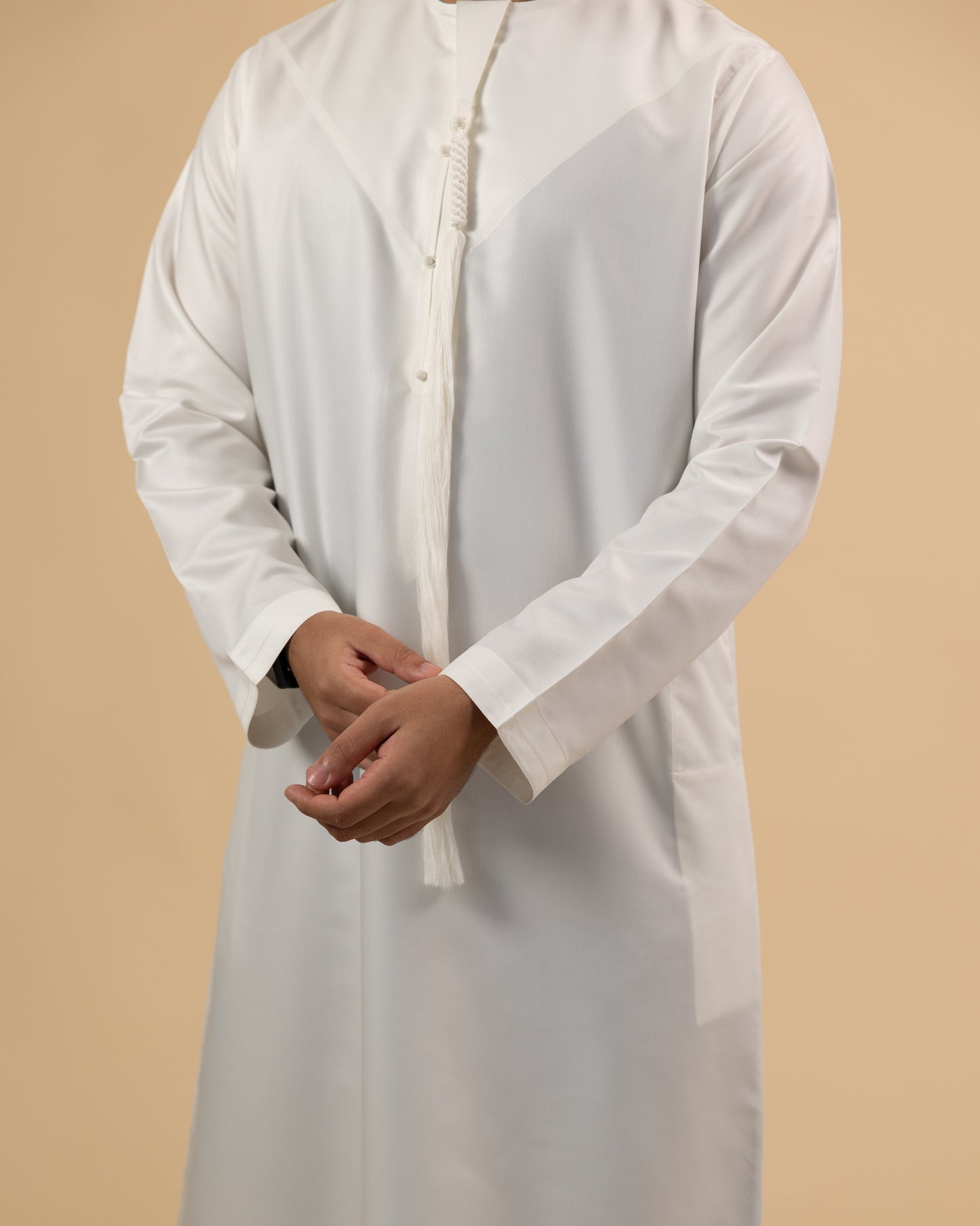 Emirati Soft White Thobe with Tassel