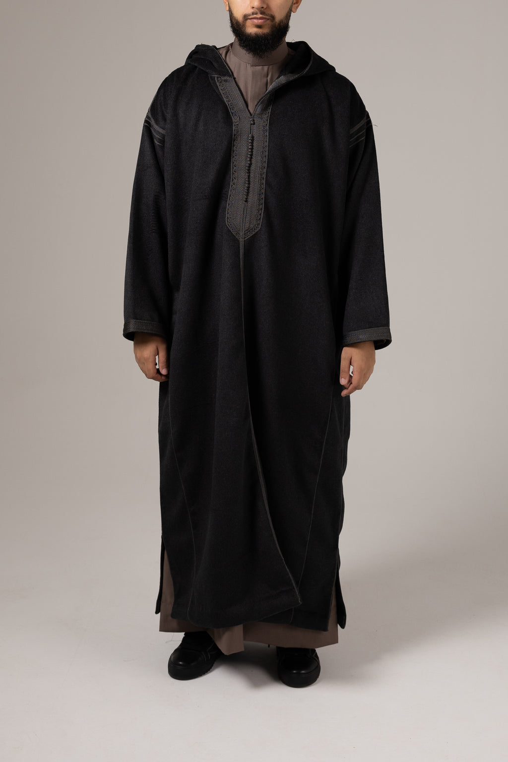 Morrocan Winter Oversized Cashmere Black Grey Djellaba