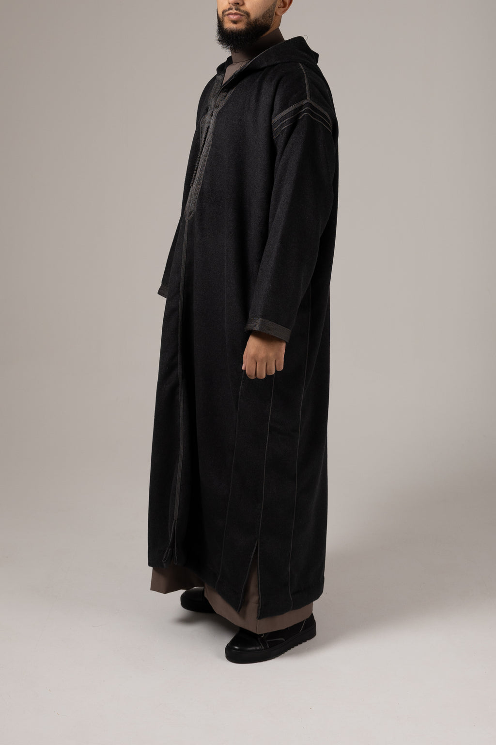 Morrocan Winter Oversized Cashmere Black Grey Djellaba
