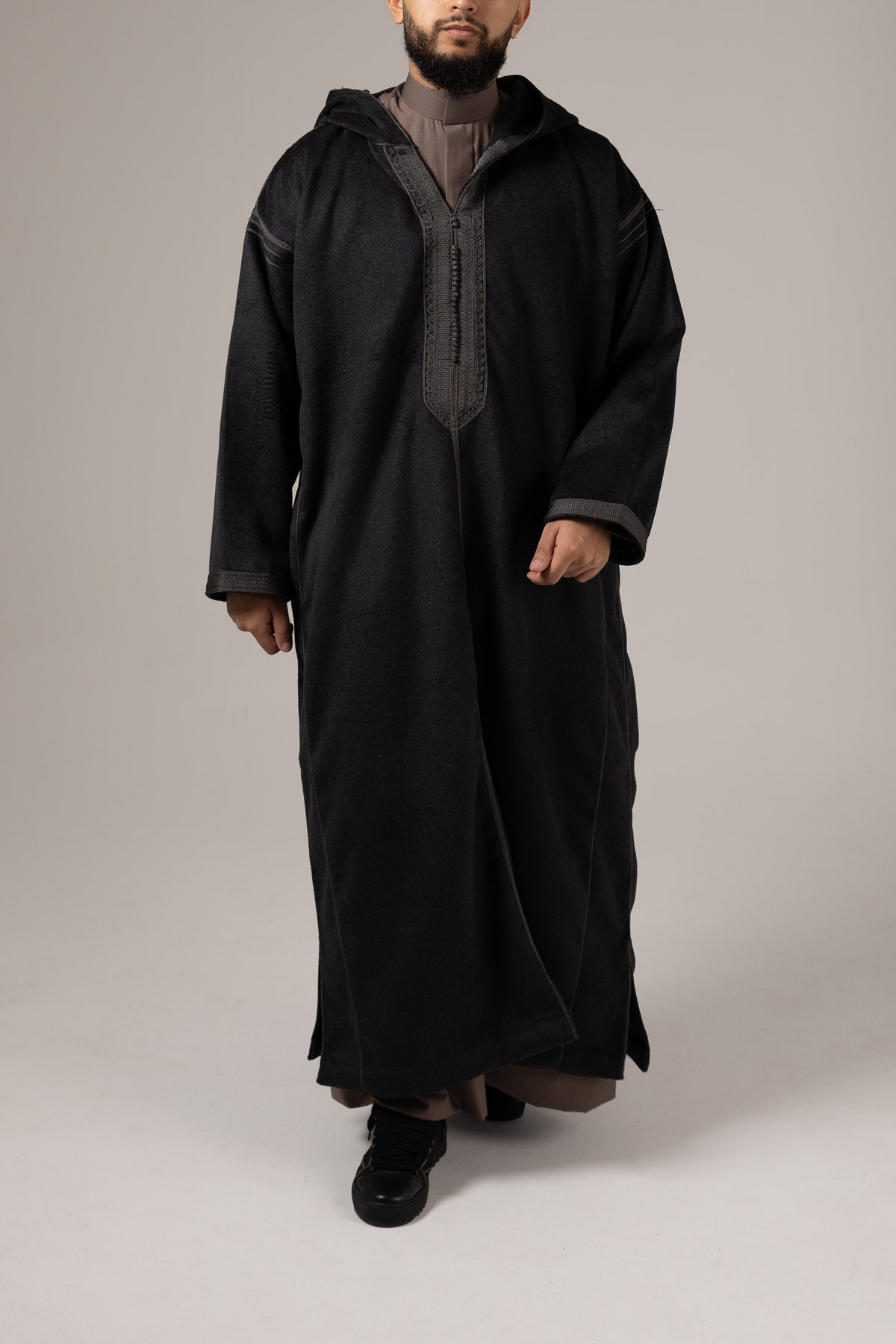 Morrocan Winter Oversized Cashmere Black Grey Djellaba