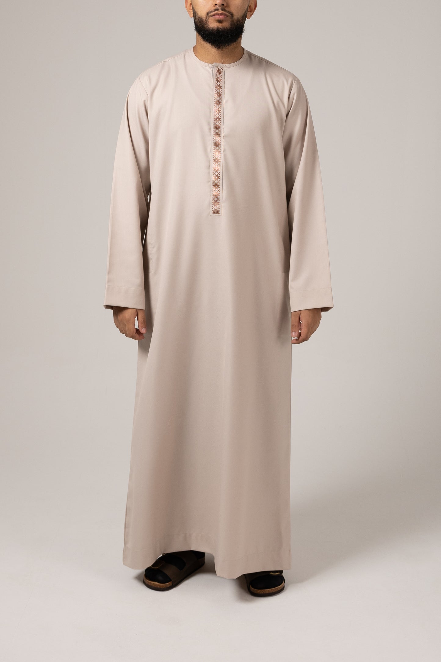 Heritage Ember – Beige Thobe with Burnt Orange Embroidery Junior