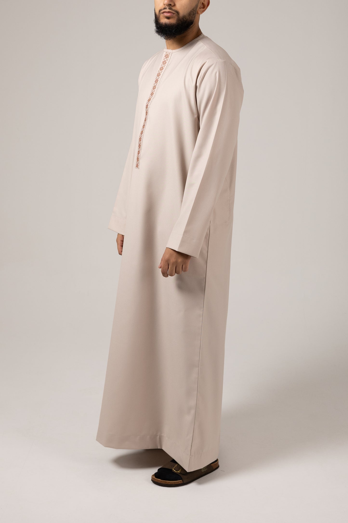 Heritage Ember – Beige Thobe with Burnt Orange Embroidery Junior