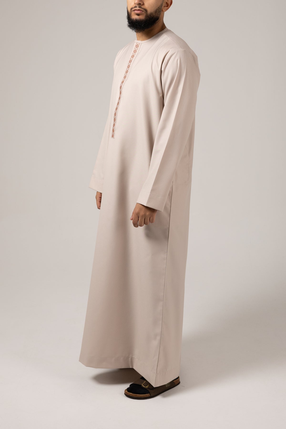 Heritage Ember – Beige Thobe with Burnt Orange Embroidery Junior