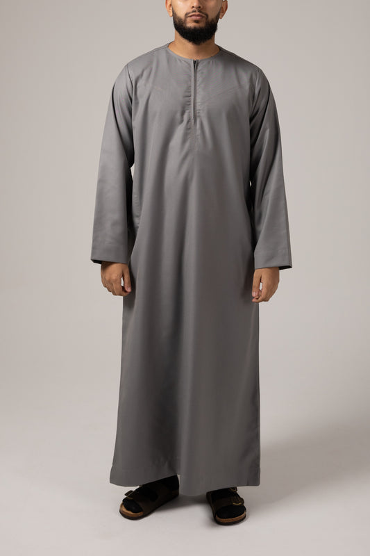 Emirati Winter Grey Thobe Zip