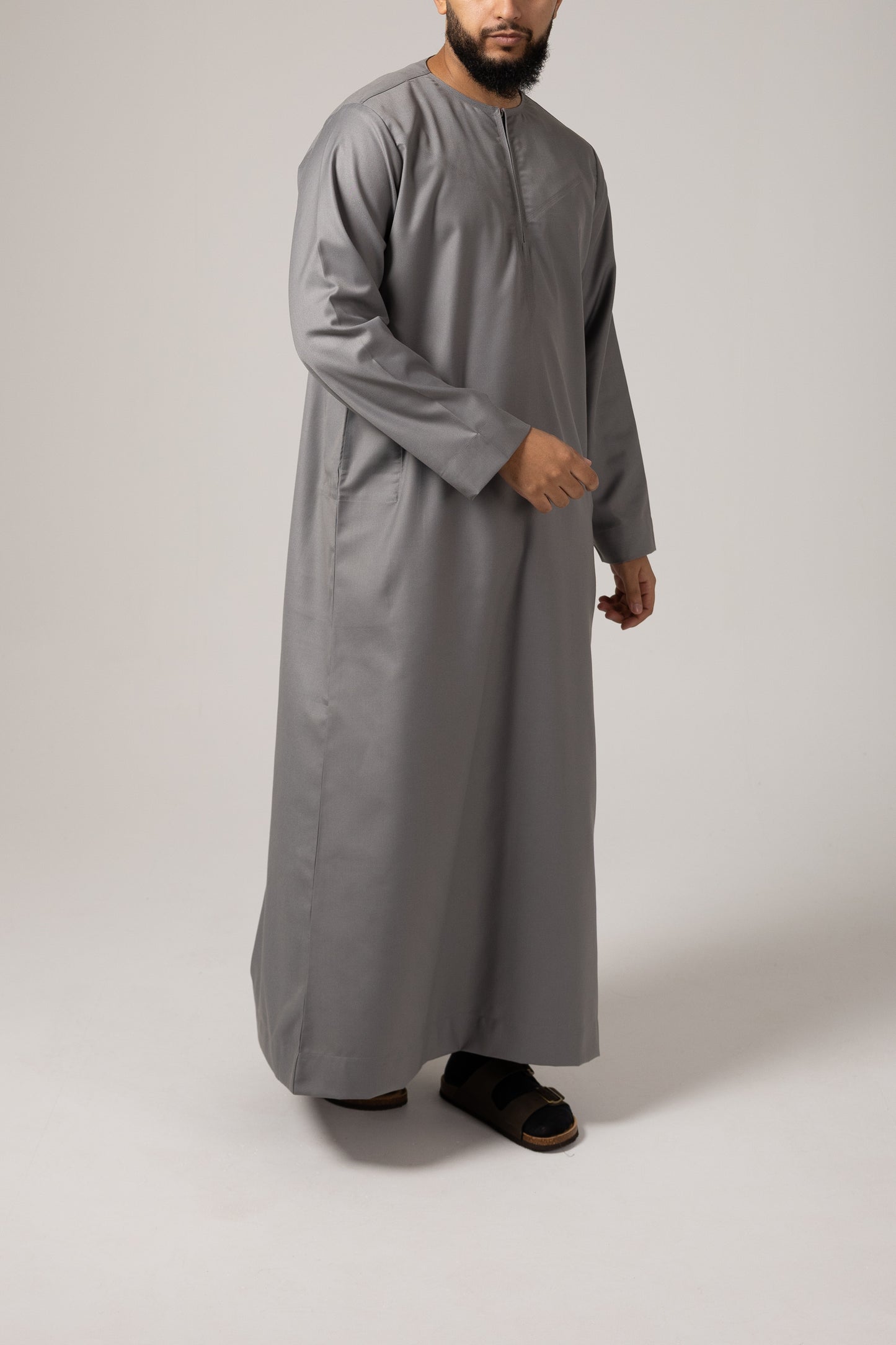 Emirati Winter Grey Thobe Zip Junior