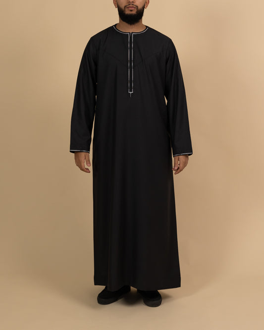 Omani Silver Black Thobe