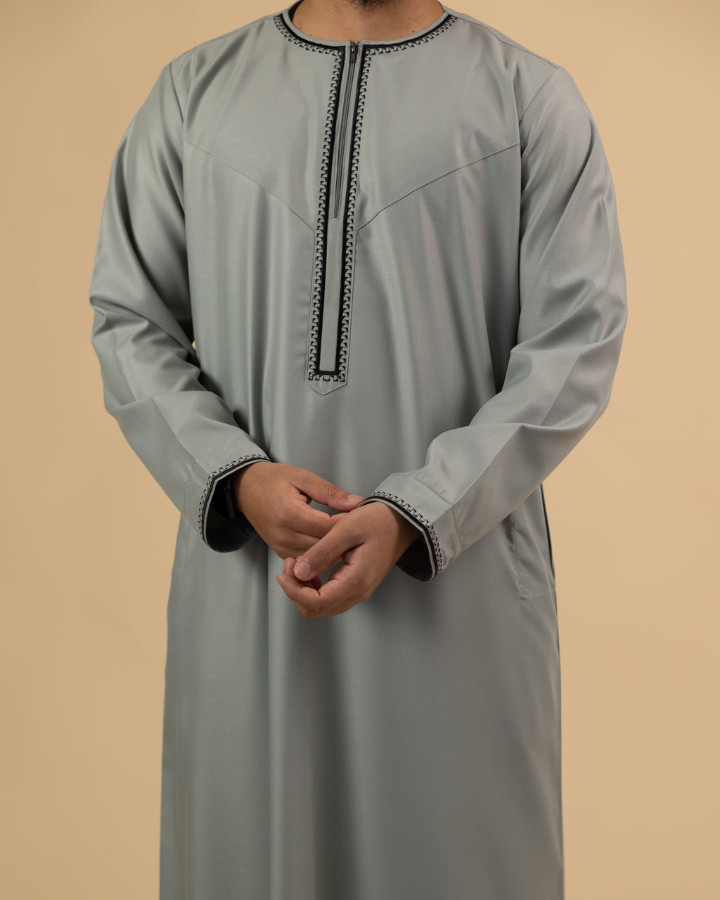 Omani Grey Black Thobe