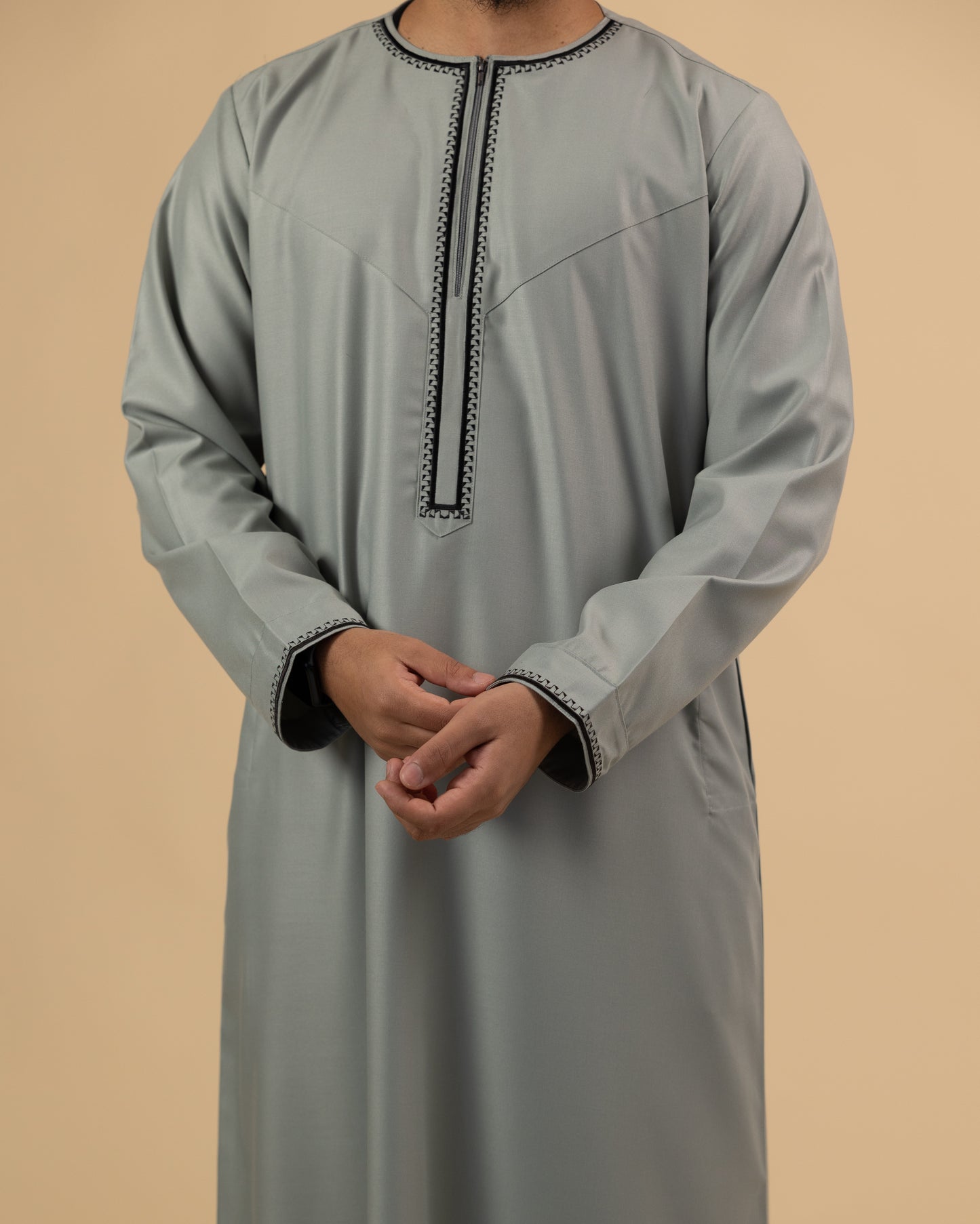 Omani Grey Black Thobe