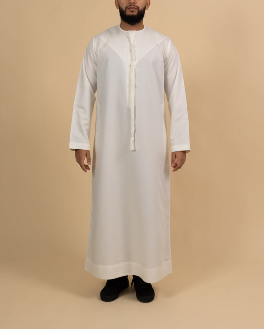Emirati Soft White Thobe with Tassel