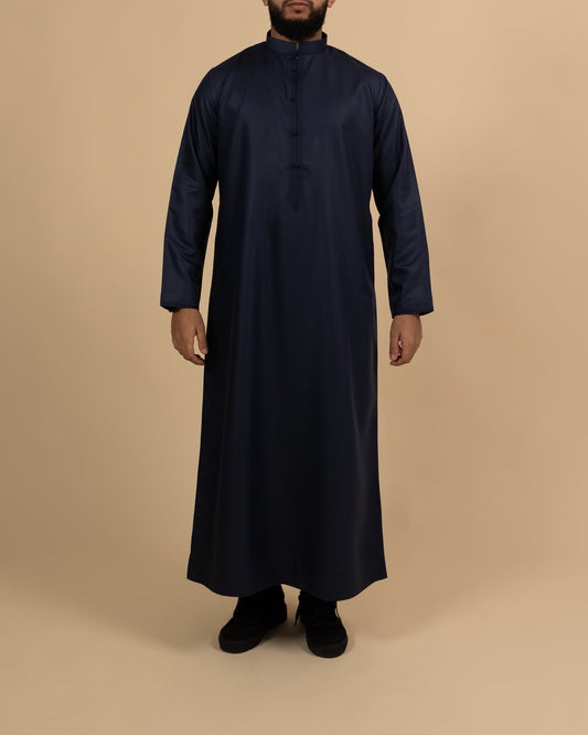 Bahraini Navy Blue Collar Thobe