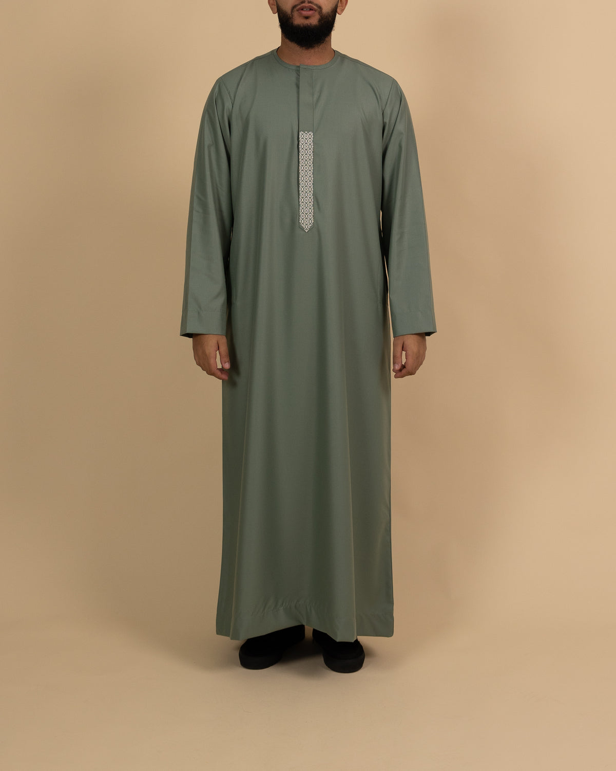 Mint Green Thobe with Front Embroidery