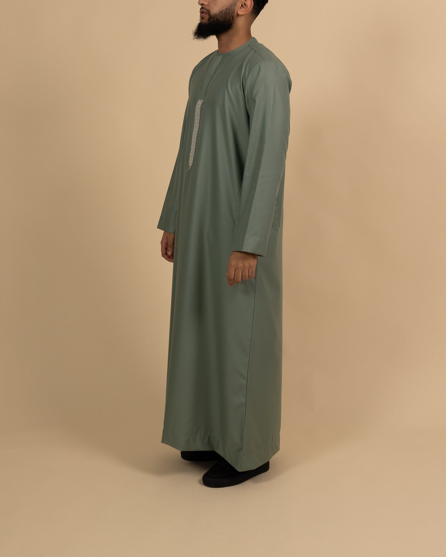 Mint Green Thobe with Front Embroidery Junior