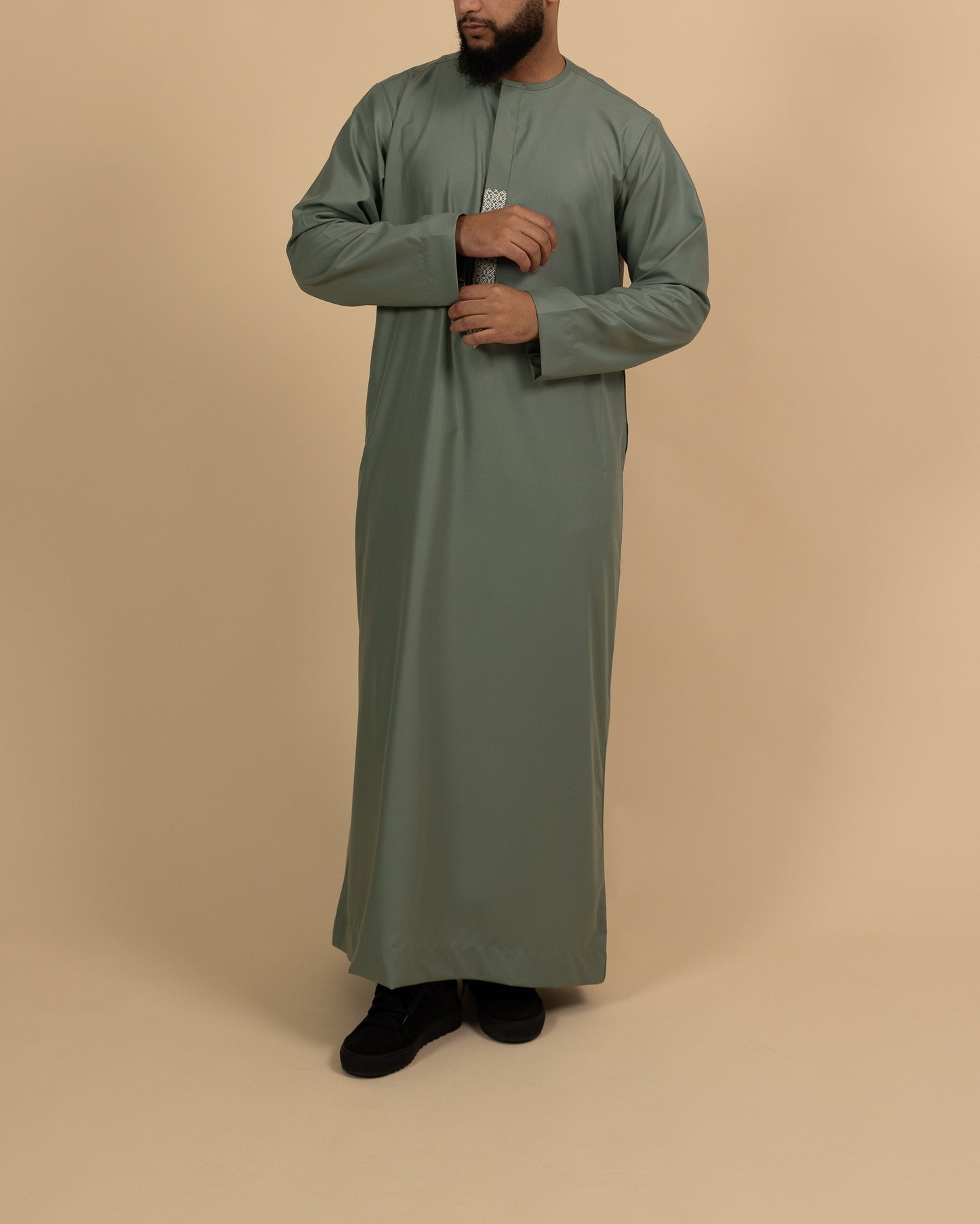 Mint Green Thobe with Front Embroidery Junior
