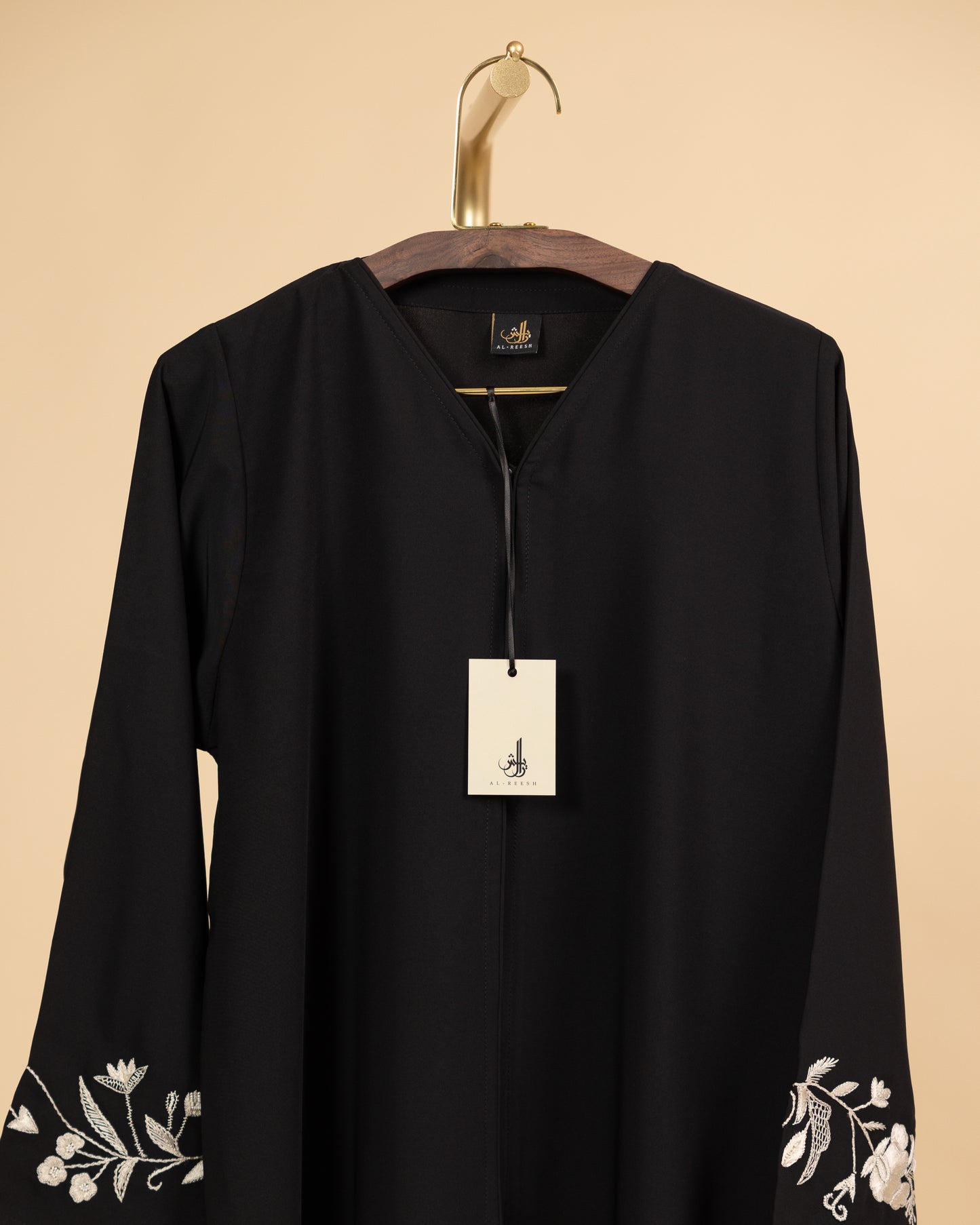Black Abaya with Cream Hand Embroidery