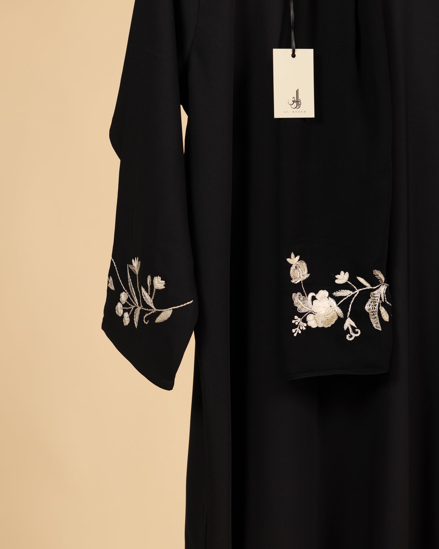 Black Abaya with Cream Hand Embroidery