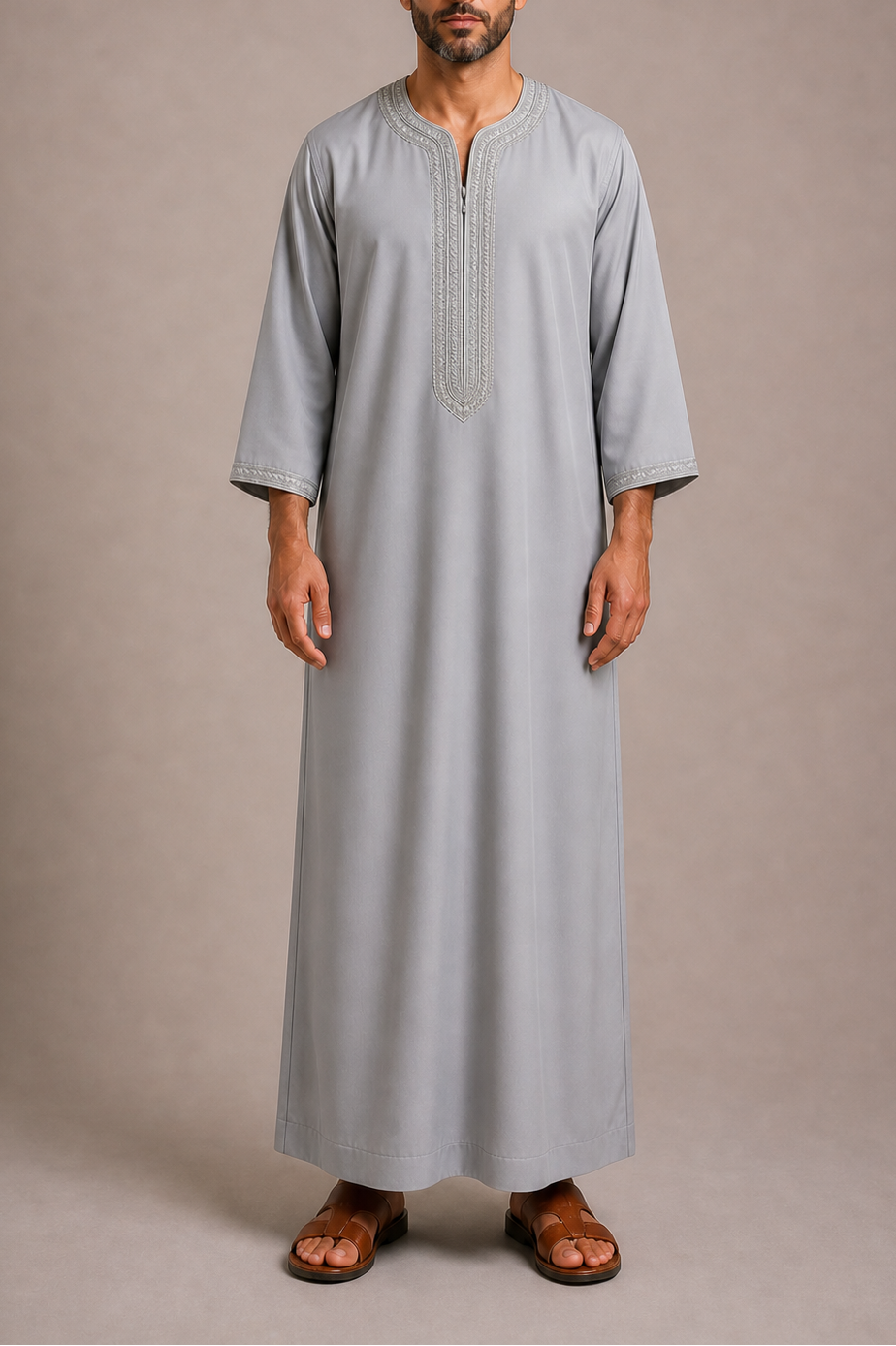 Morrocan Grey Garbadine Gandoura