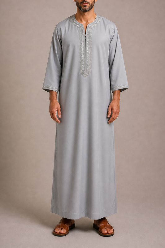 Morrocan Grey Garbadine Gandoura