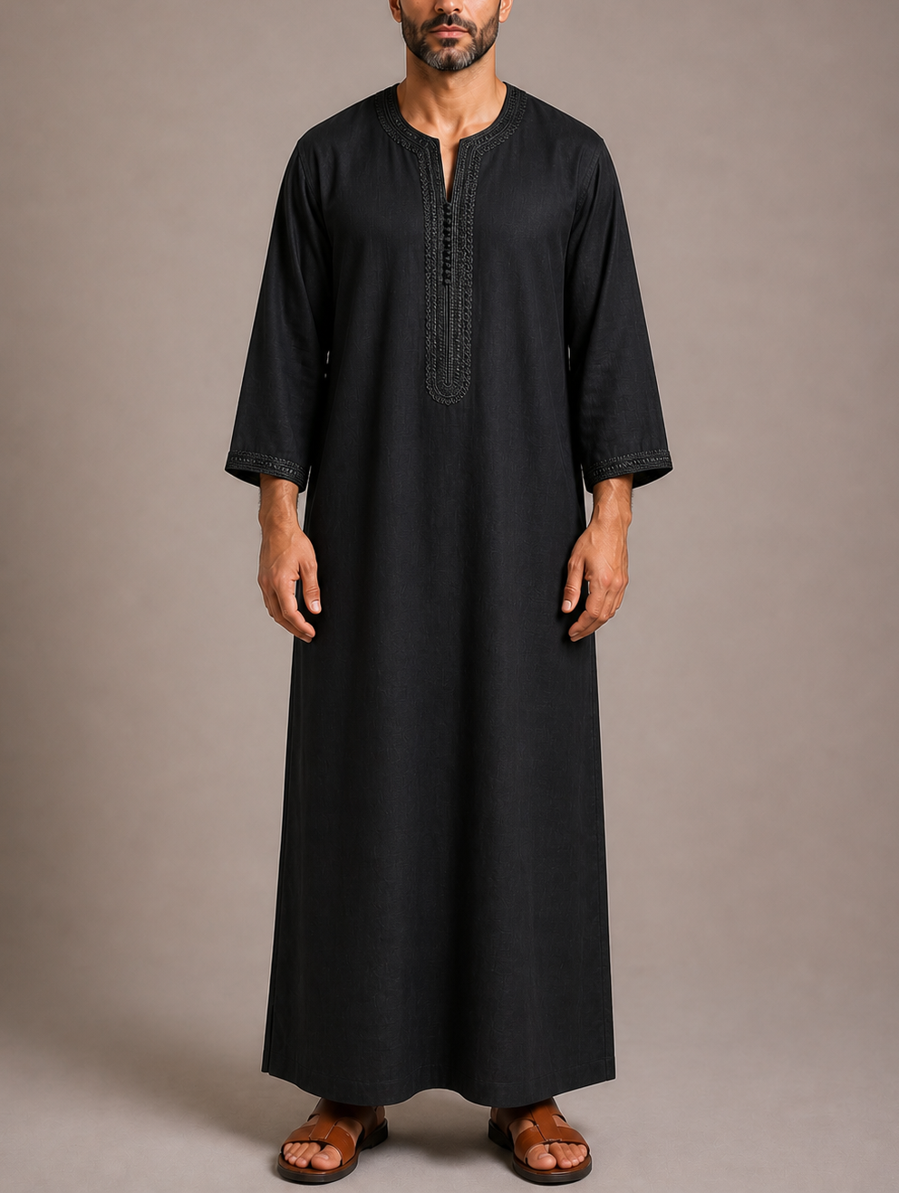Morrocan Linen Black Gandoura