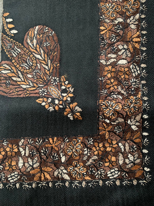 Black embroidered Scarf/Shemagh