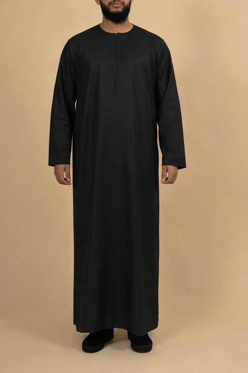 Emirati Black Zip Thobe